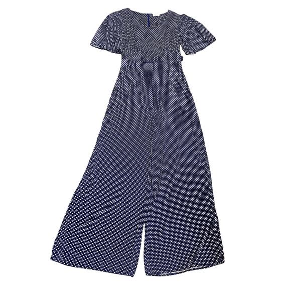 Retro Next SP Navy Blue Heart Pattern Flutter Sleeve Pant Romper Size 8 - Picture 1 of 15